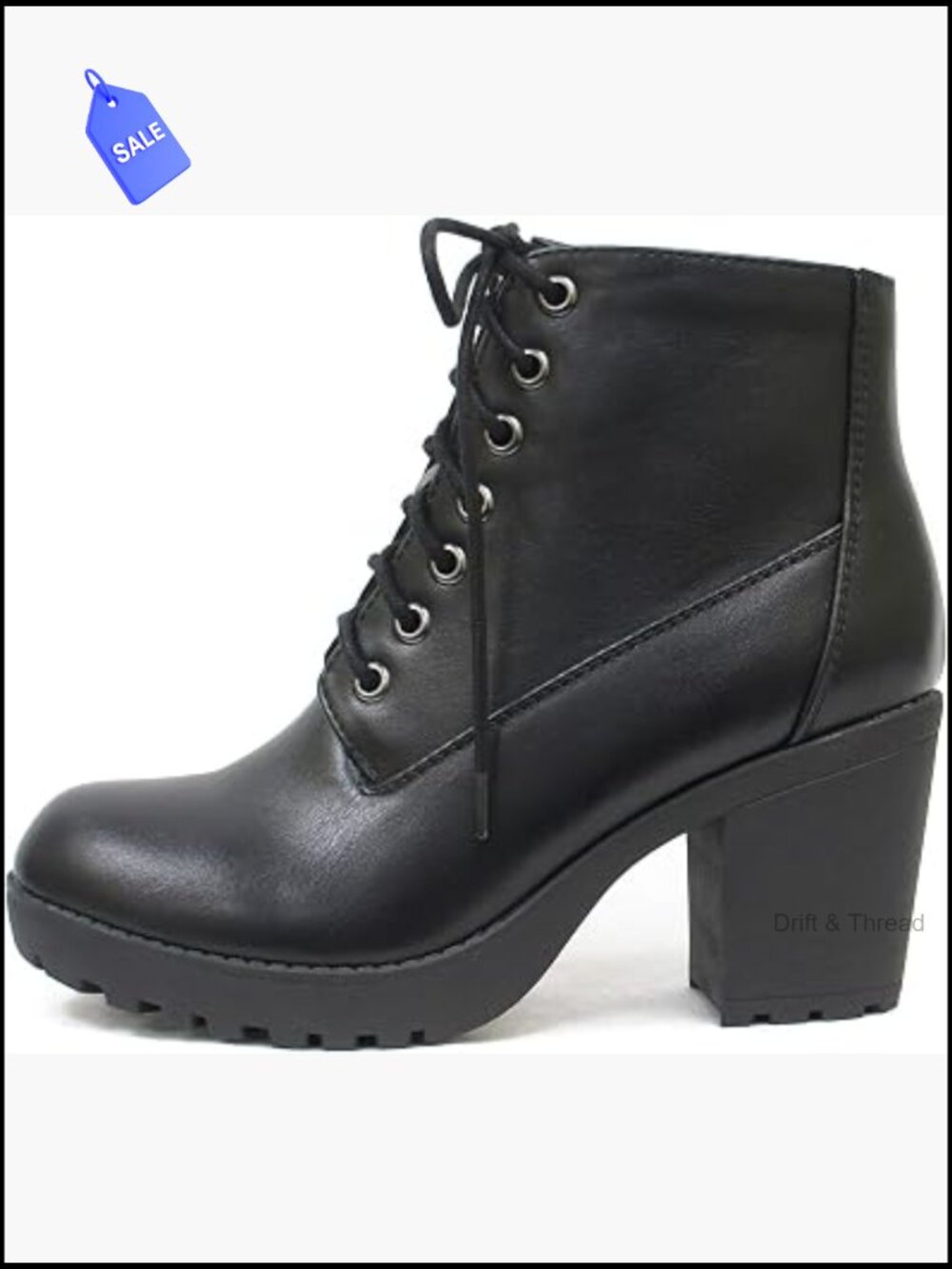 Lug Sole Platform Chunky Heel Combat Ankle Bootie with Side Zipper